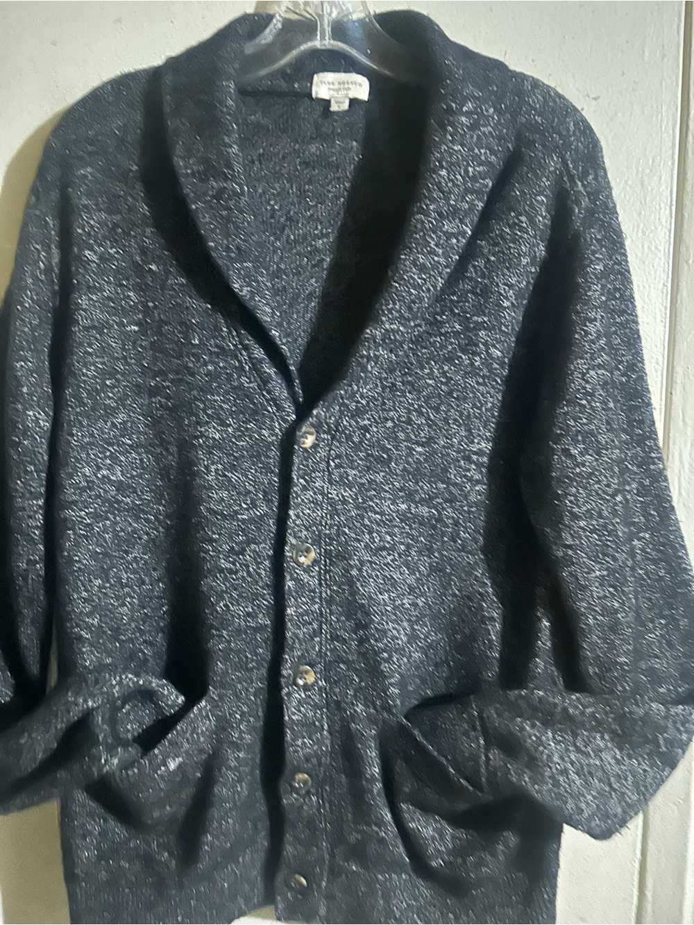 Club Monaco Men's Shawl Collar Button Cardigan - Black Heather